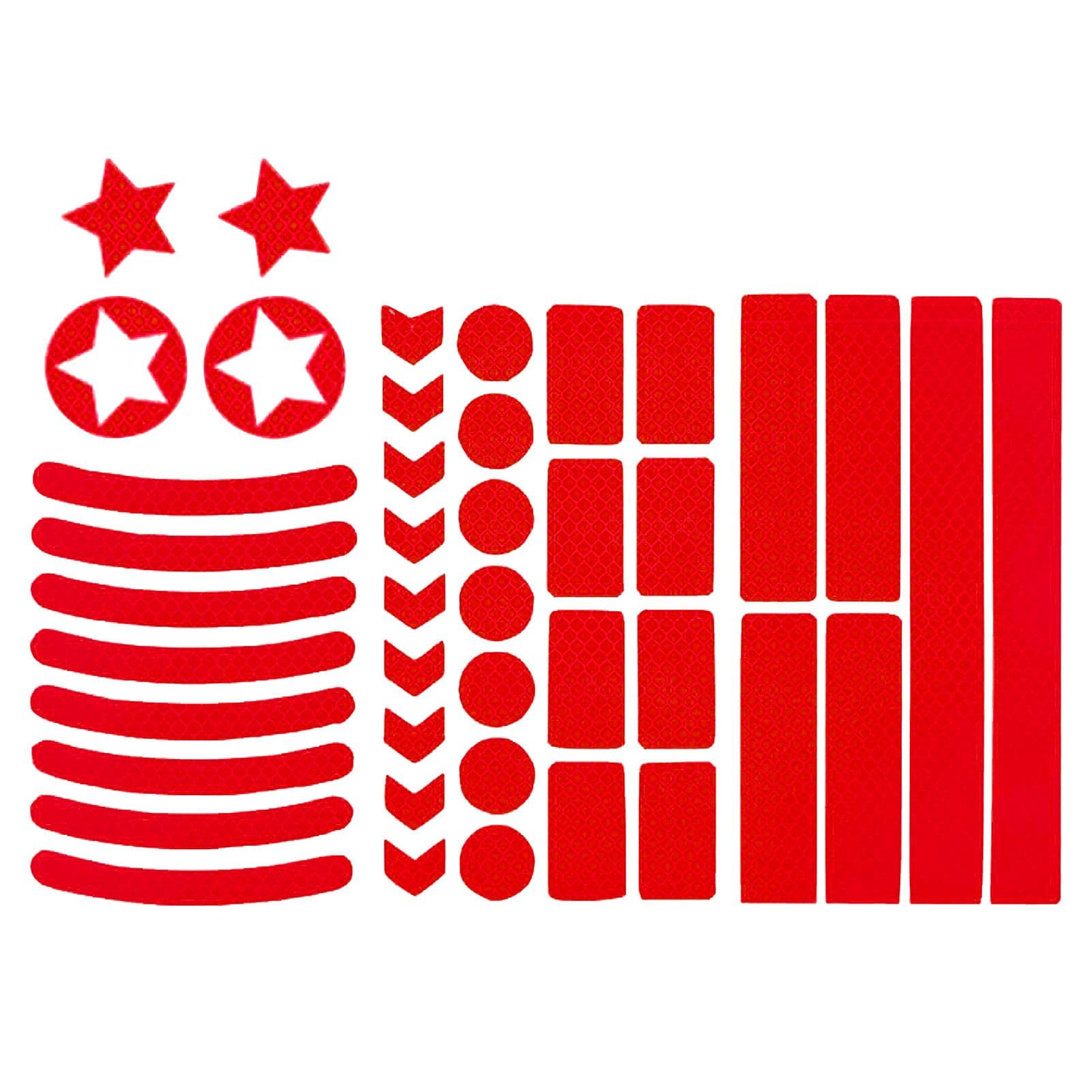 42pcs Reflective Stickers Safety Warning Strips Waterproof Night Visibility Stickers for MTB red