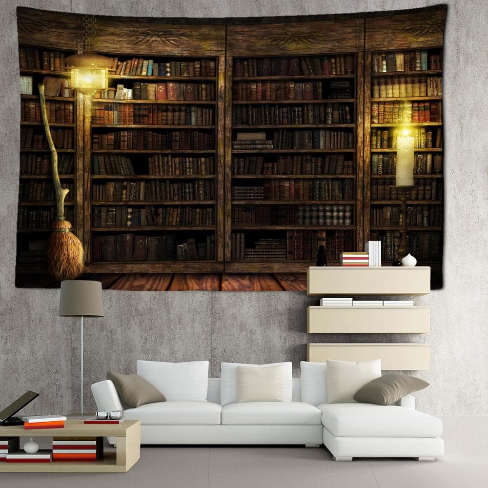 Candle Bookshelf Tapestry Wall Hanging Bohemian Witchcraft Abstract Mysterious Dormitory Bedroom Home Decor 95x70CM