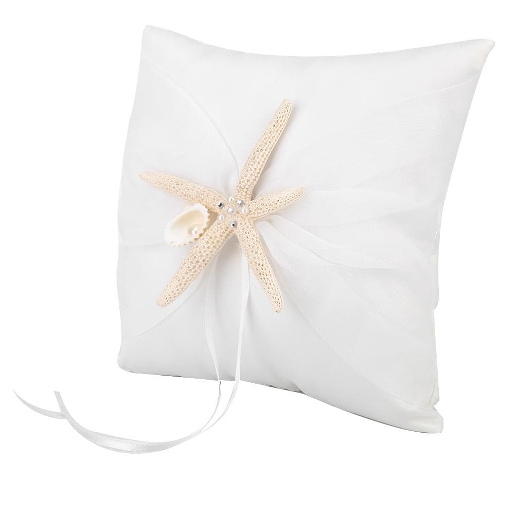 Ivory Ring Bearer Pillow Holder Wedding Ring Pillow with Starfish(20*20cm) 20x20cm / 7.9x7.9in