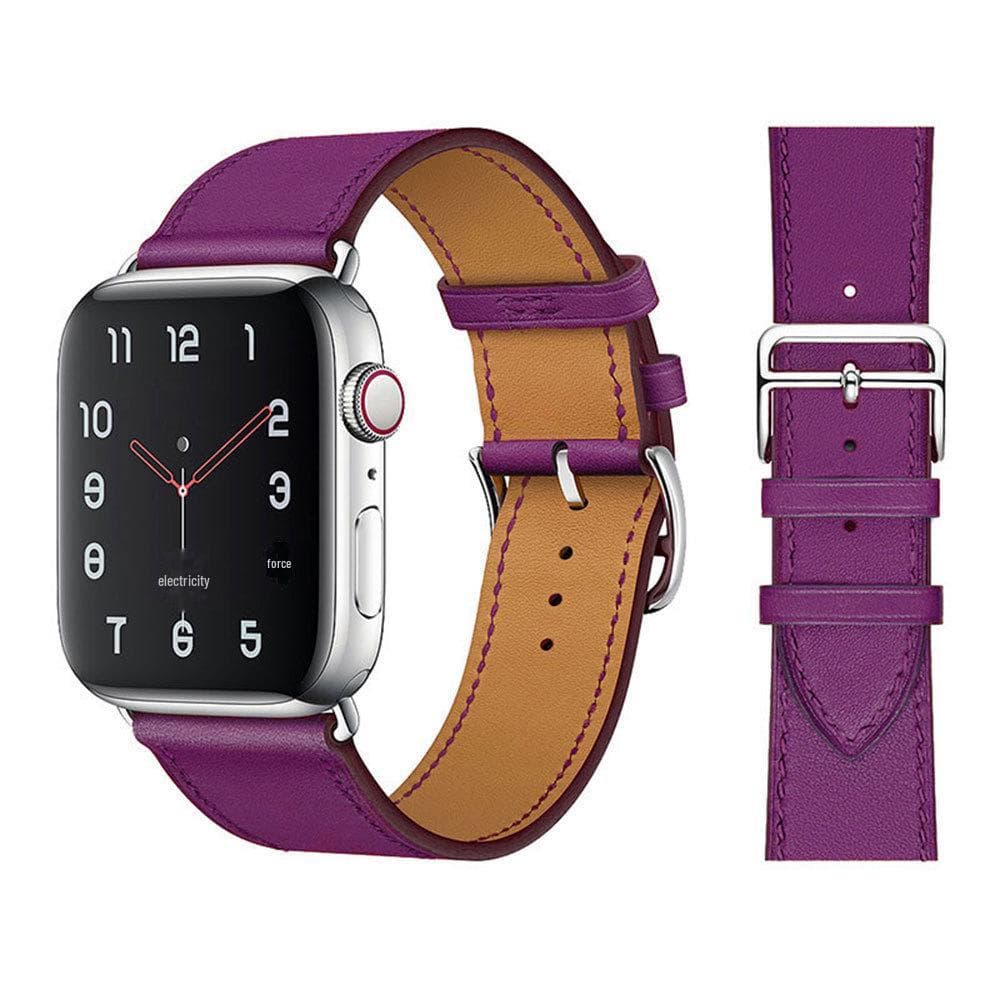 Compatible Hermes Style Leather Strap for Apple Watch 8/7/6/5/4/SE - Contrast Color Cross Pattern 38mm/40mm/41mm