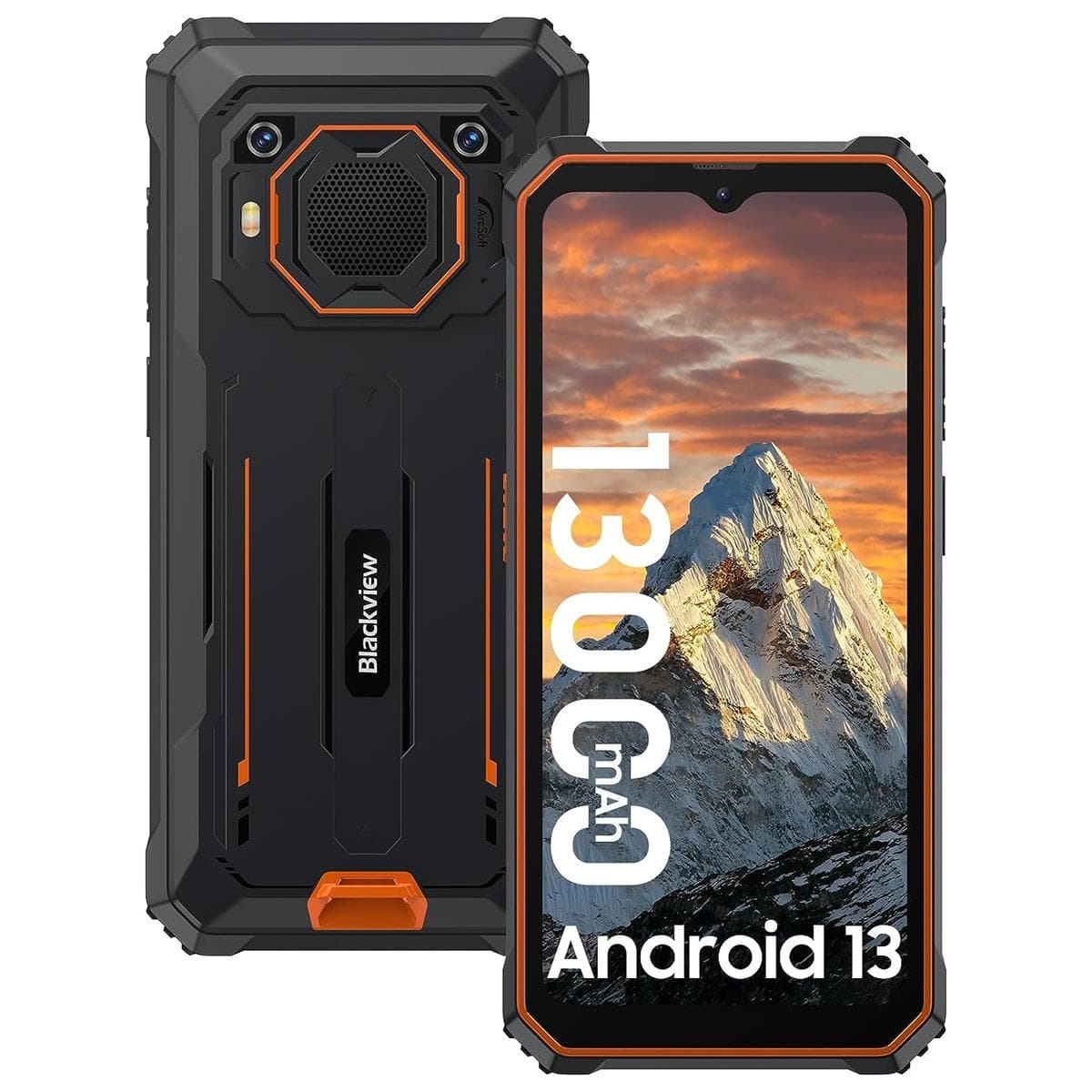 Refurbished Blackview BV6200 Rugged Phone 8GB 64GB 13000mAh Andriod13 Octa Core Mobile Phone 6.56'' Waterproof Smartphone orange