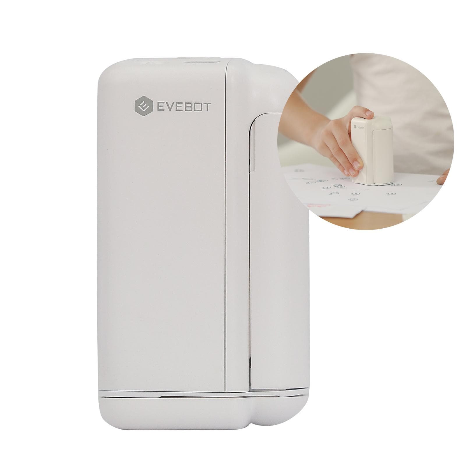 EVEBOT PrintPods Handheld Printer Mini Portable Inkjet Tattoo Printer with Ink Cartridge WiFi white