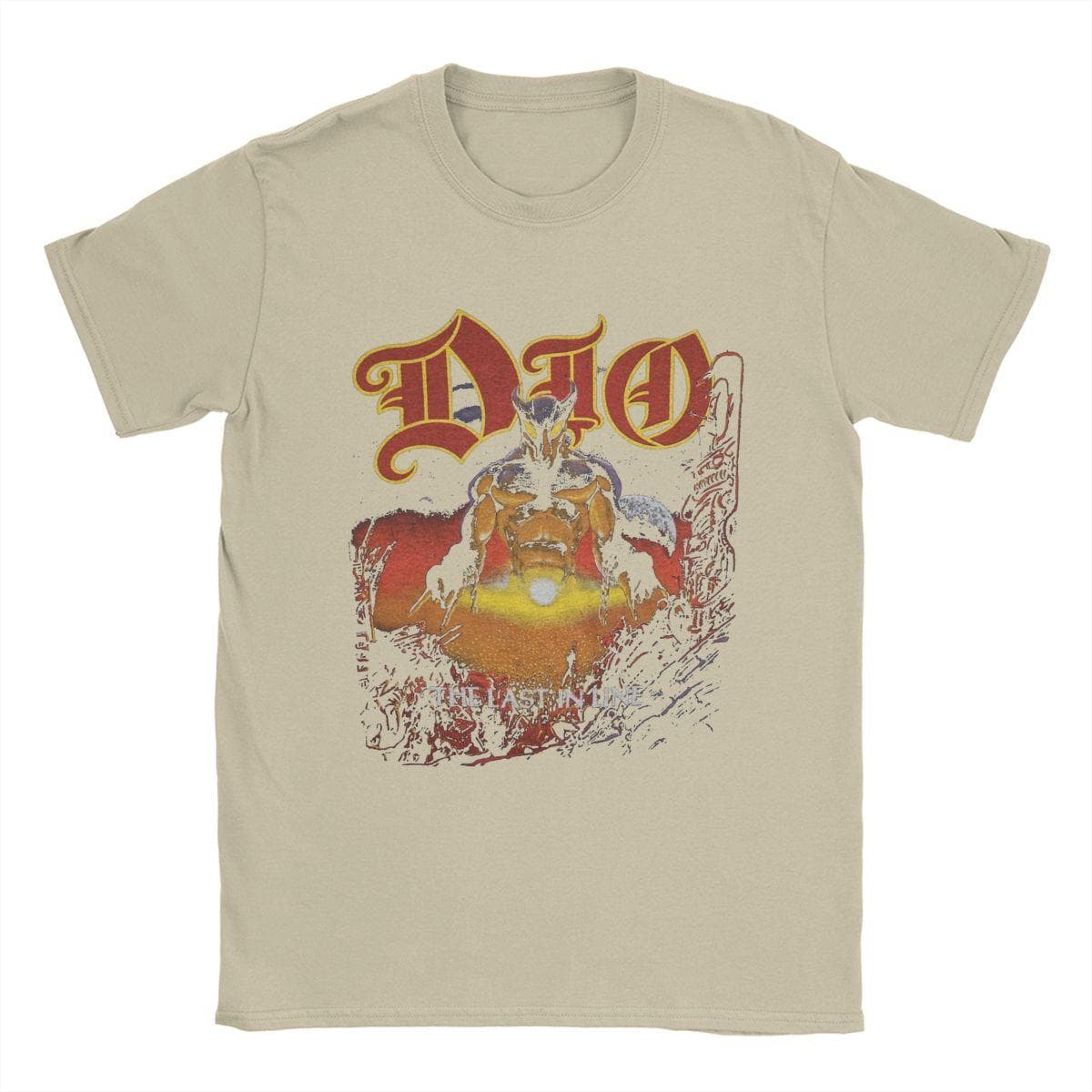 Unique Dio The Last In Line Tour T-Shirt for Men Crew Neck 100% Cotton T Shirt Short Sleeve Tee Shirt Plus Size Clothing XXL khaki