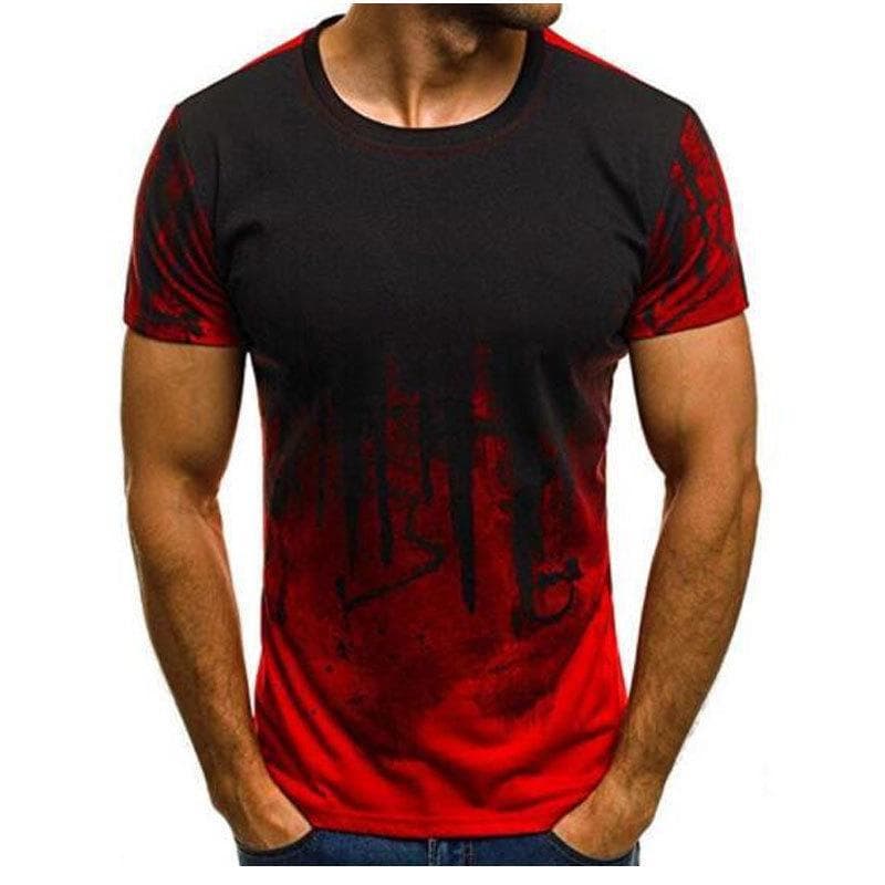 Men's 3D Camouflage Large Size Short-Sleeve Casual T-Shirt S red