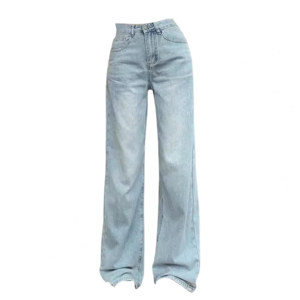 Women Retro Jeans Stylish Women's High Waist Wide Leg Jeans with Bow Embroidery Pockets Chic Denim Pants for A Trendy Look Women M light blue