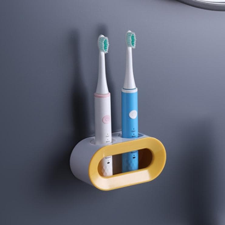 Electric Toothbrush Holder Toothbrush Bathroom Organizer Self-adhesive Toothbrush Stand Rack Holder Wall-Mounted Space Save yellow
