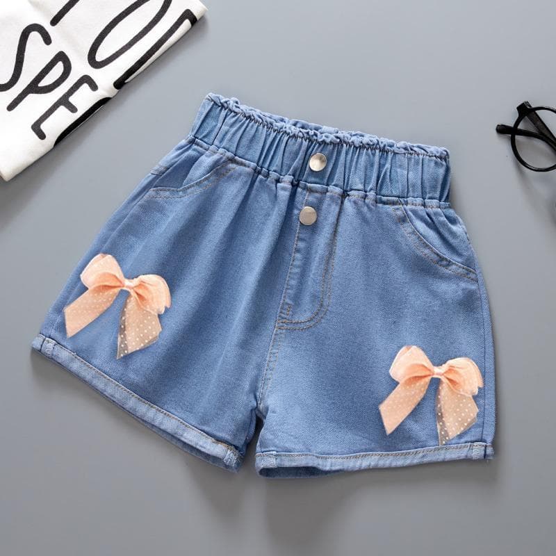 Summer Kids Short Denim Shorts for Girls Fashion Girl Short Princess Jeans Children Pants Girls Shorts Flower Girls Clothing 160cm