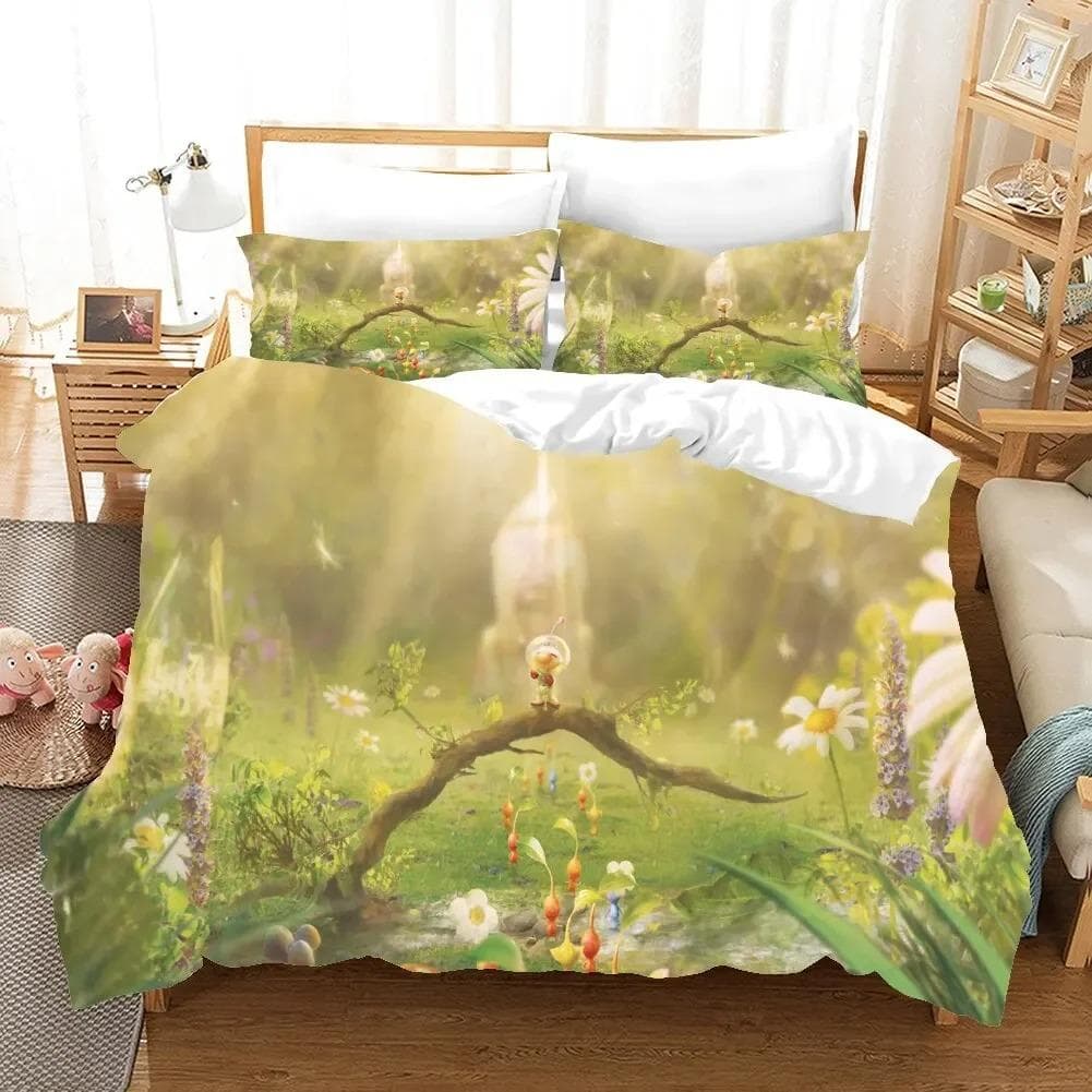 3D Printed Pikmins Game Bedding Set Boys Girls Twin Queen Size Duvet Cover Pillowcase Bed Kids Adult Fashion Home Textileextile 70x133cm 2pcs