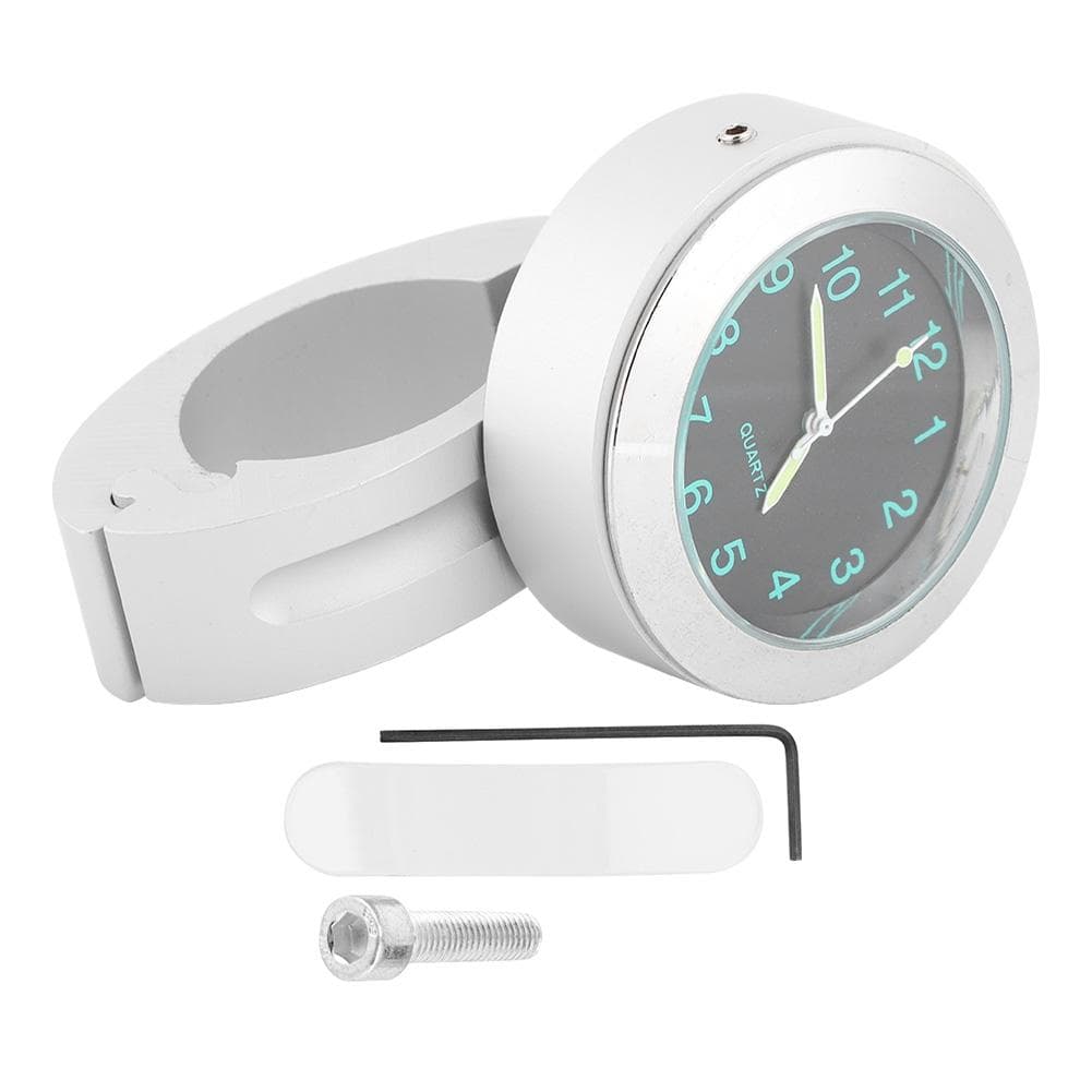 2225mm Motorcycle Handlebar Mount Clock Universal Waterproof Watch Built In silver