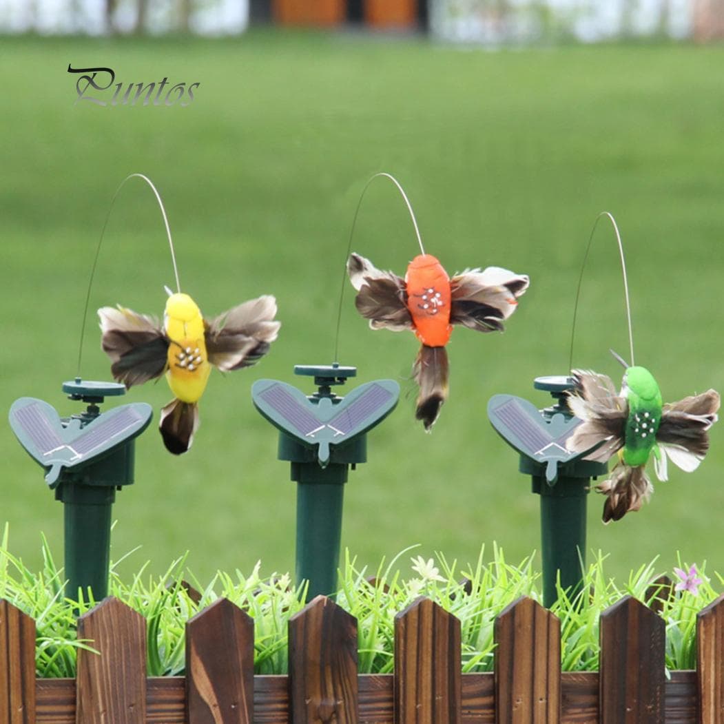 Home Shopping Solar Powered Flying Feather Wing Fake Hummingbird Yard Garden Ornament Decor