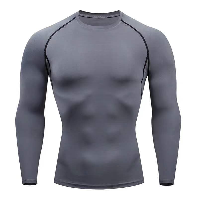 Men's Quick-Dry Compression Long Sleeve Athletic Shirt M grey