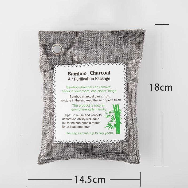 1PC Bamboo Charcoal Air Purifying Bag, 200g Natural Air Freshener Bags Natural Bamboo Charcoal Air Purification Bag 1Pc grey