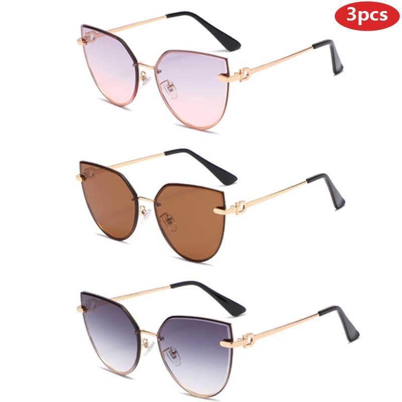 3pcs Fashion Square UV Protection Women Sunglasses Large Frame Gradient Designer Shades Eyewear