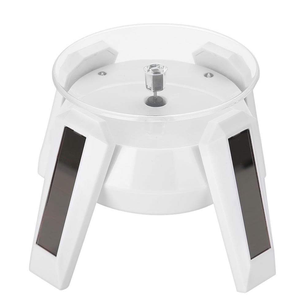Solar 360 Degrees Rotating Turntable Watch Phone Jewelry Display Stand LED Light (White) white