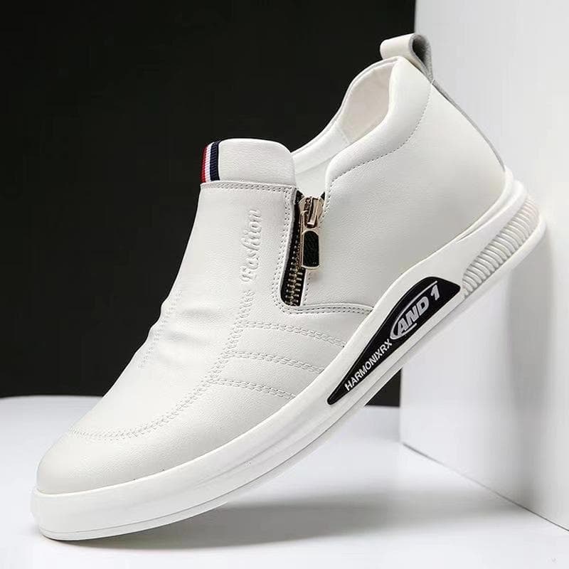 Men's Leather Breathable Pedal Shoes Men's Casual Leather Shoes 42 white