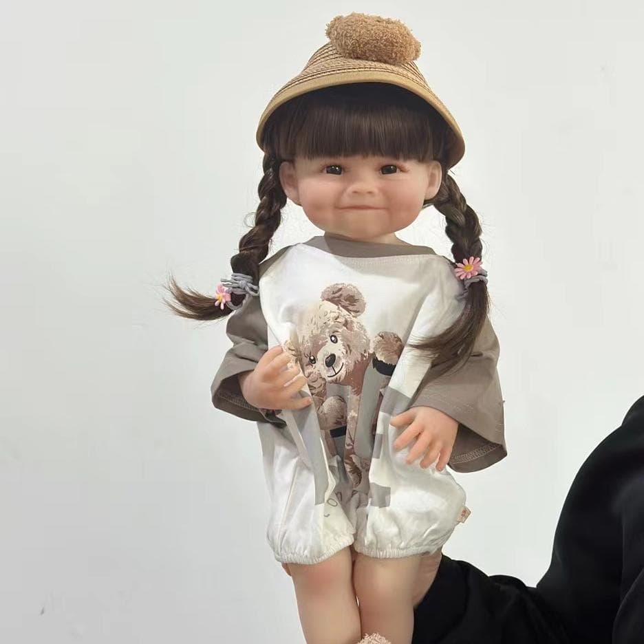 Lifelike 55 CM 22 Inch Reborn Baby Smiling Girl Doll Toy Full Silicone Body Princess Toddler Art Bebe Birthday Gifts for Child