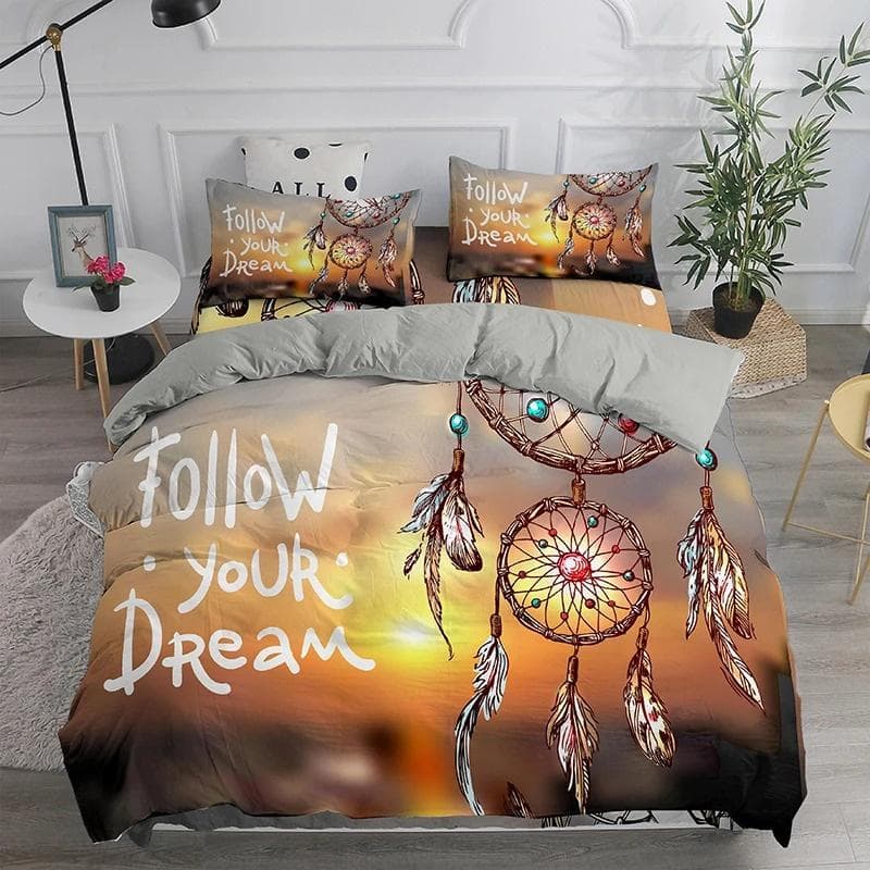 Dream Catcher Bedding Set Elegant Bohemian Duvet Cover Queen Twin Full Ethnic Quilt Cover Single Double King Comforter Bed Cover 240X220cm-3pcs
