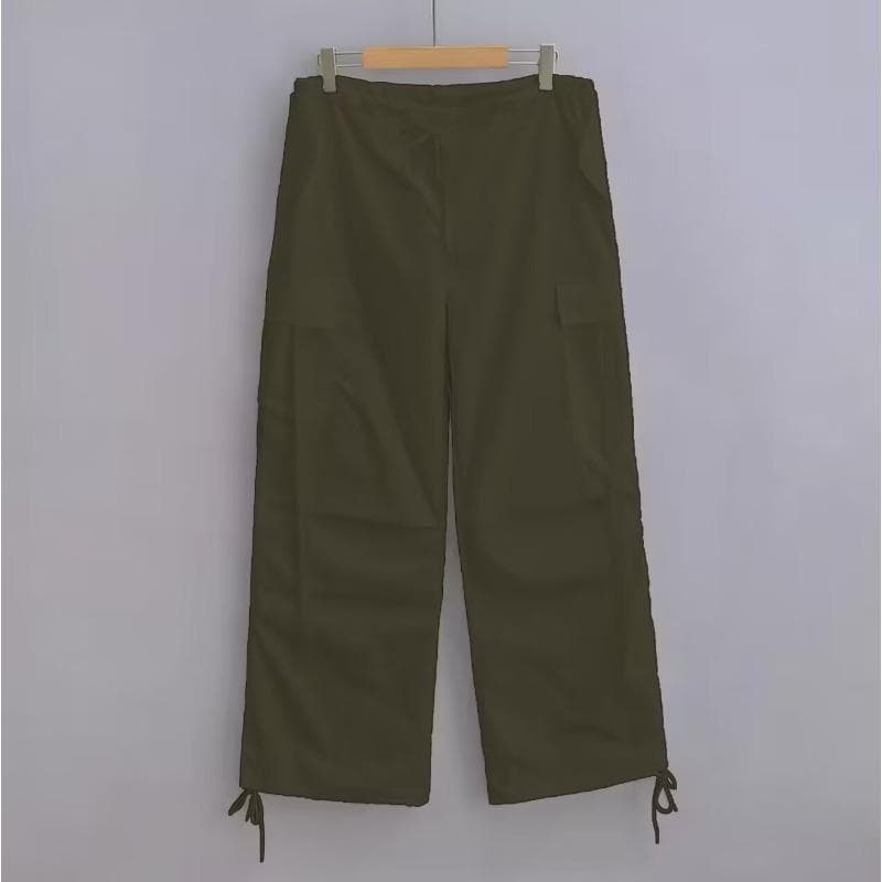 Overalls Men's Summer Loose Wide Leg Pants Niche Tights Casual Long Pants XXL army green