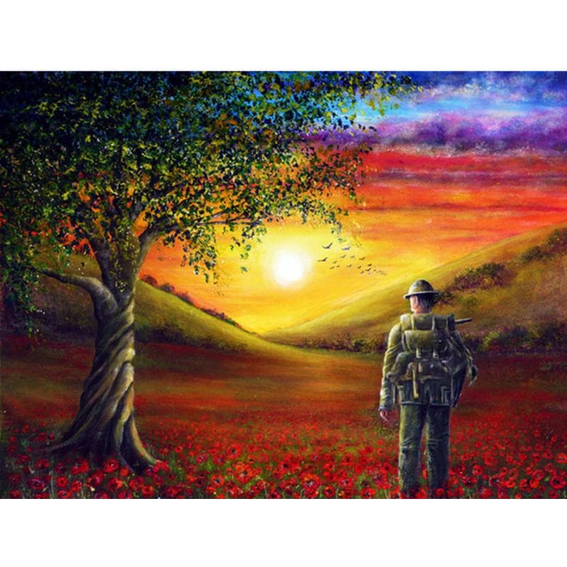 Diamond Painting Green Tree Cross Stitch 5D DIY Full Round Diamond Landscape Diamond Embroidery 20X30CM
