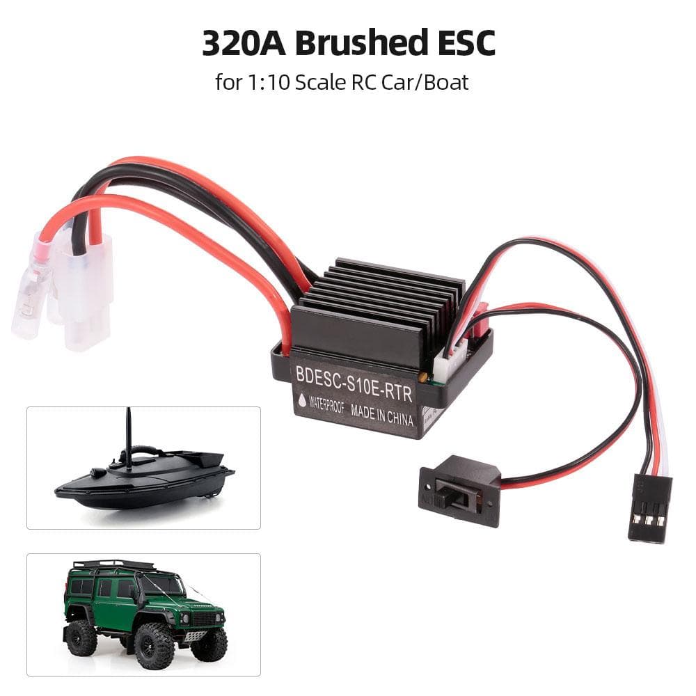 320A 2-3S Brushed ESC Electric Speed Controller with 5V/2A BEC for 1:10 Scale RC Car/Boat black