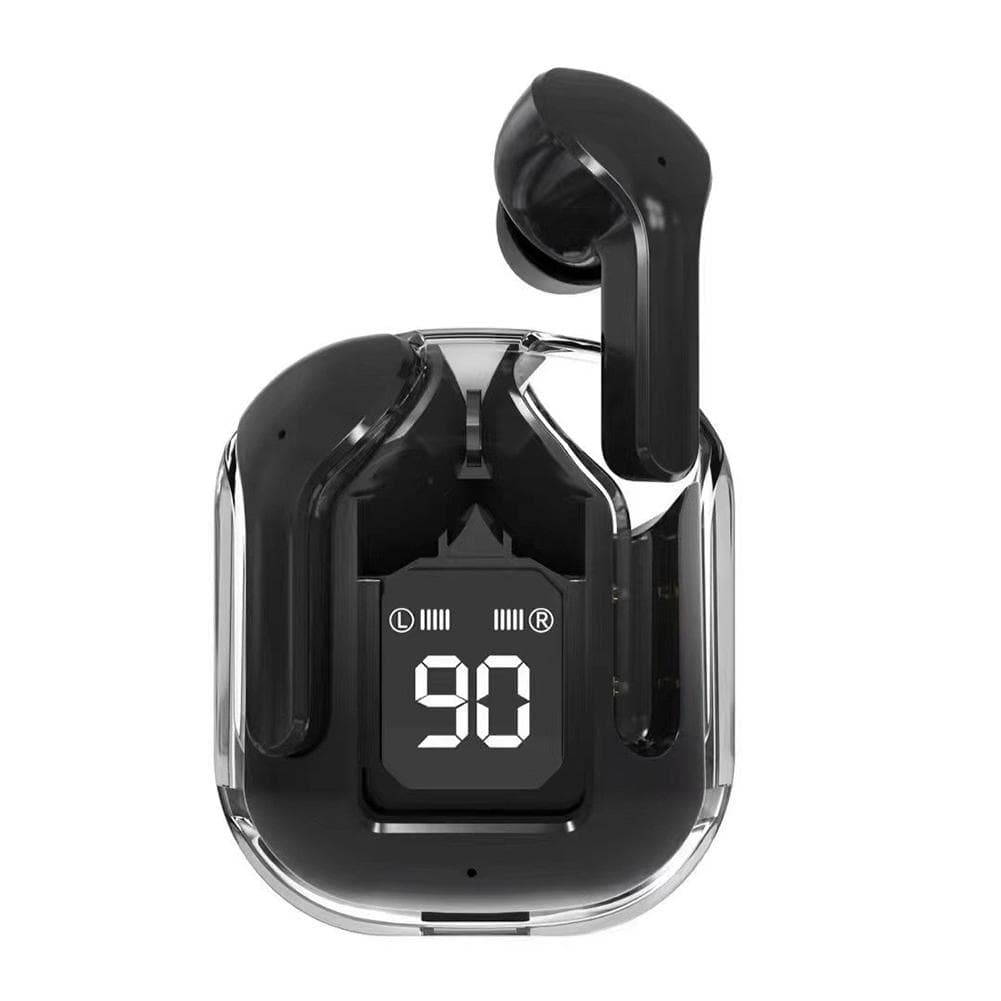 BT30 ENC Noise Canceling Wireless Bluetooth 5.3 Earbuds HiFi Stereo Headphones Digital Display Transparent Charging Case TWS Sports Music Earphones black