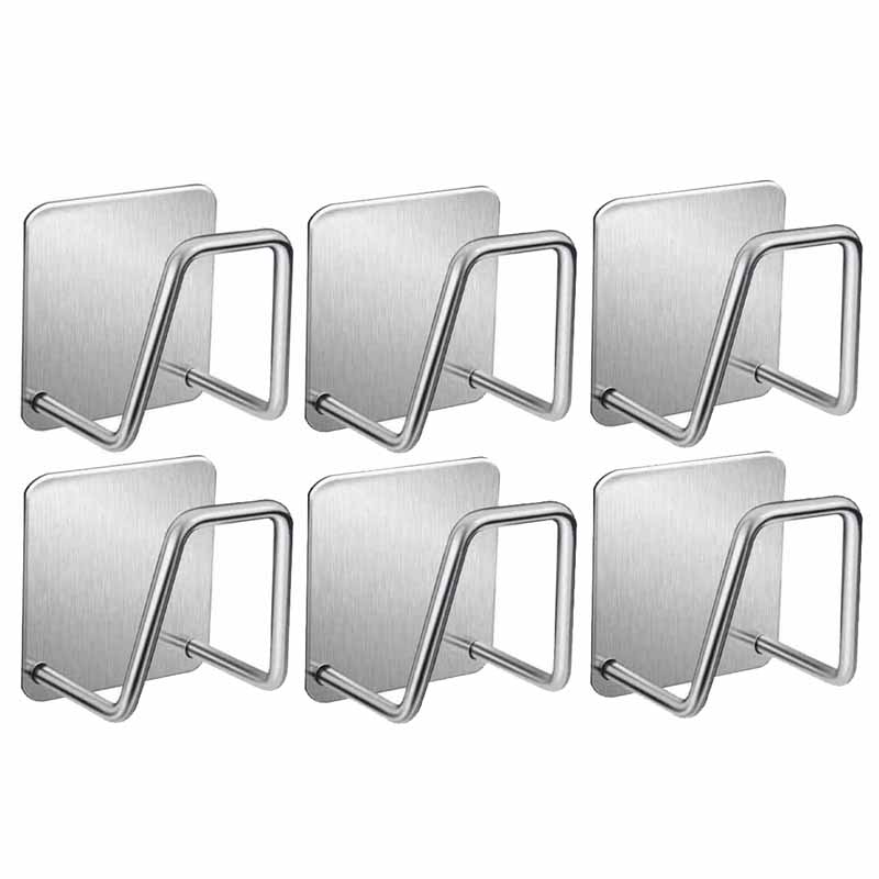 Kitchen Stainless Steel Sink Sponges Holder Self Adhesive Drain Drying Rack Kitchen Wall Hooks Accessories Storage Organizer 6Pcs