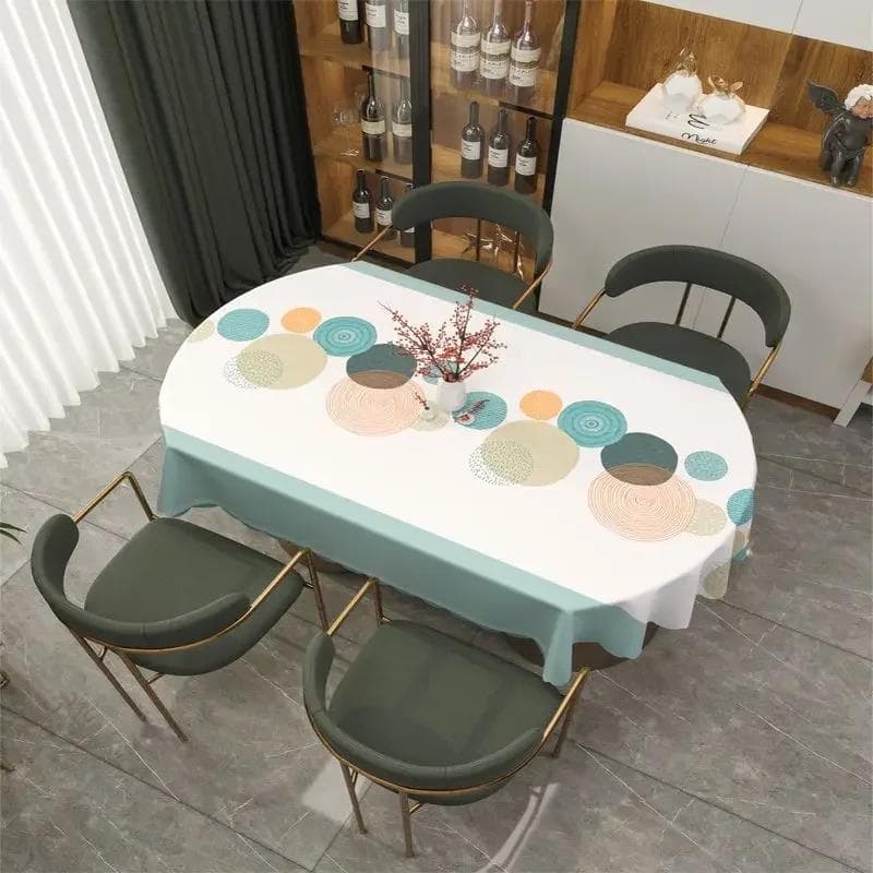 Oval Dining Table Cover Waterproof Oil Resistant Wash Free Scald Resistant PVC Cover Cloth NEW Household Foldable Table Cloth 138x180cm