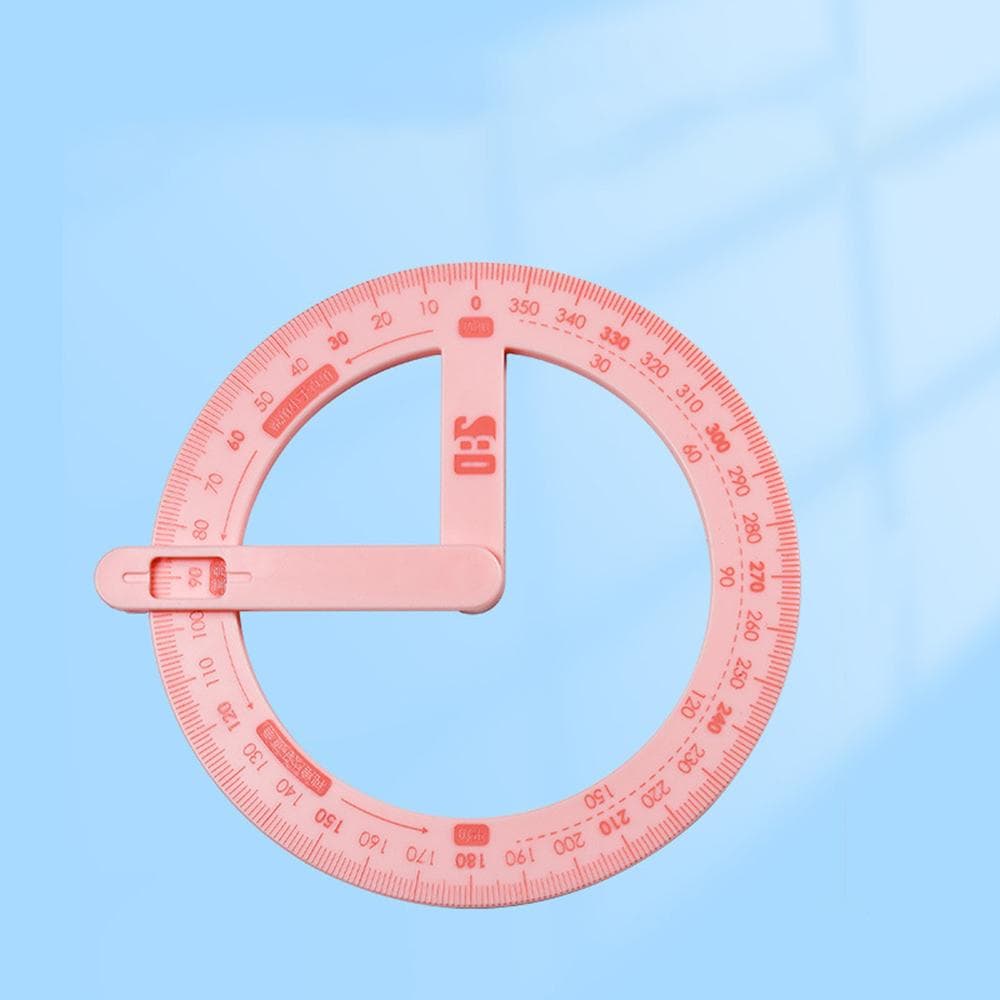 1PC 360 Degree Activity Protractor Student Angle Reader Teaching Aids Right Angle And Acute Drawing Stationery pink