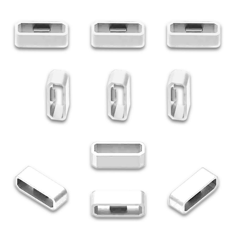 10Pcs 18mm Silicone Replacement Secure Rings Watch Strap Fasteners Band Keepers Strap Loops 20mm white