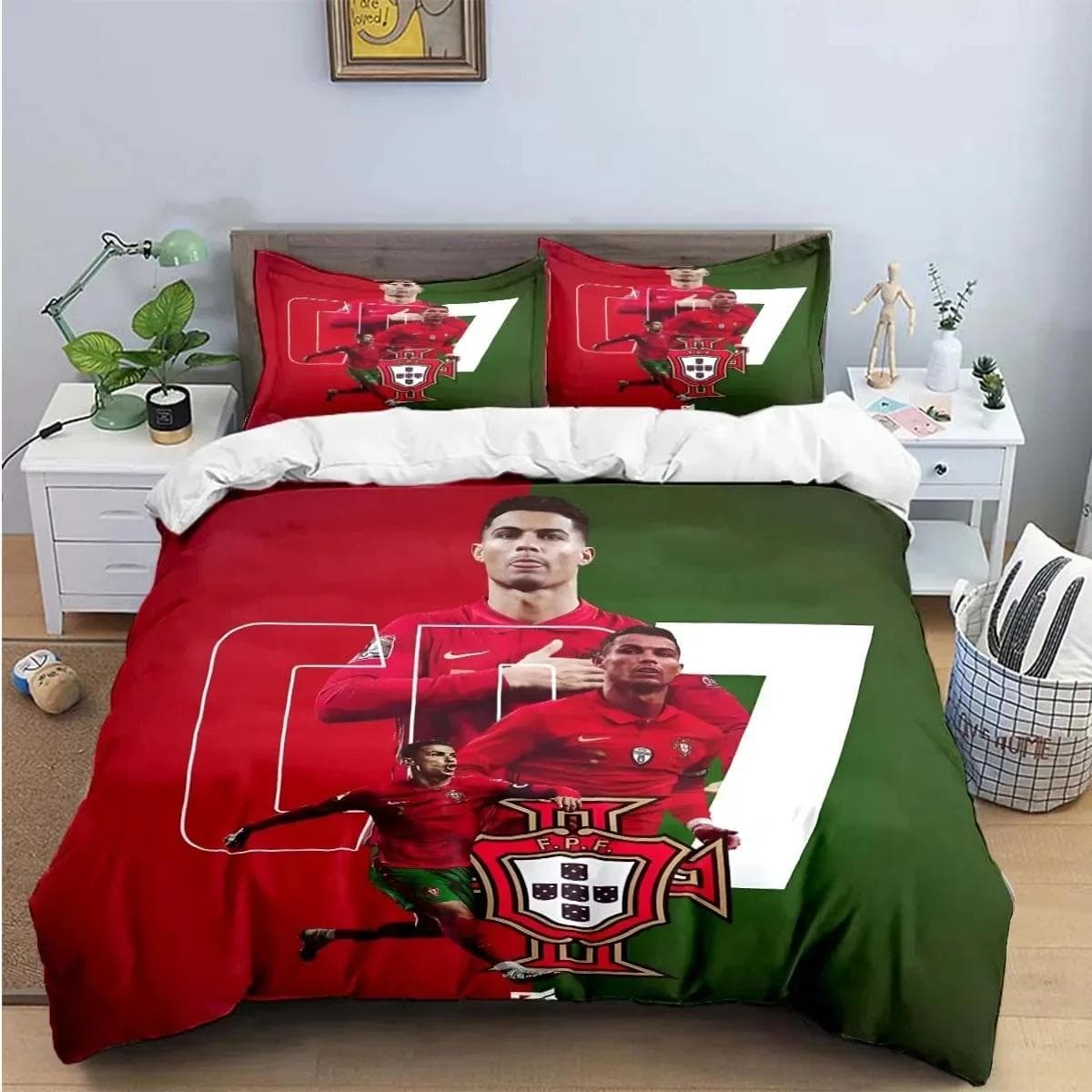 Cristiano Ronaldo-o Bedding Set Duvet Set Single Double Bed King Size Bed Set Adult boys Bedroom Duvet Cover Pillow Case AU Single140x210cm