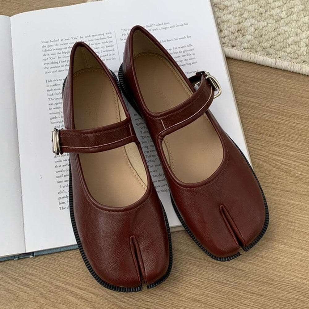 Split Toe Mary Janes Shoes For Women Square heel Tabi Shoes Loafer Spring Summer Soft Leather Women Pumps Shoes 40