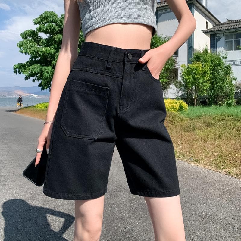 Women's Spring and Summer Denim Shorts Women's Summer Loose Straight Mid-leg Pants Women's Summer Shorts Women's Slim 2XL
