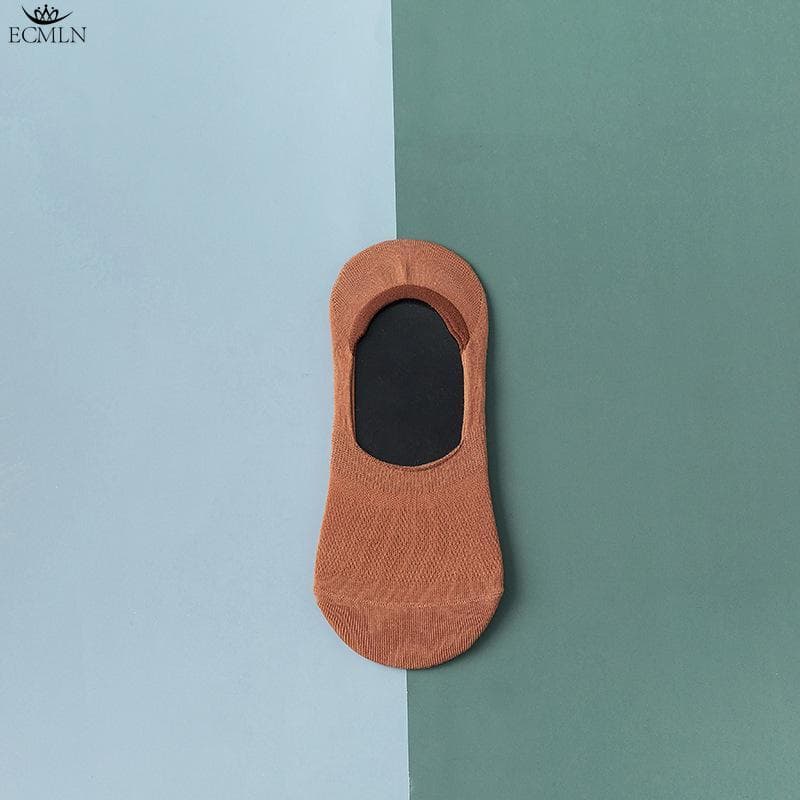 Fashion Solid Men Boat Socks Summer Autumn Breathable Invisible Non-slip Silicone Cotton Male Cozy Ankle Sock One size orange