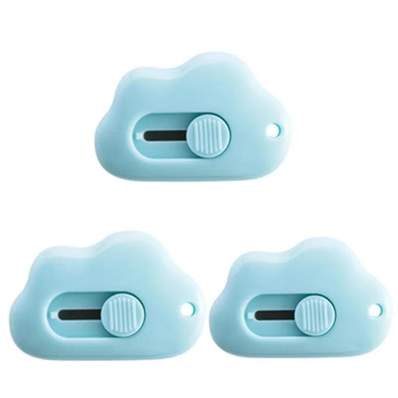 1-3 Piece Cuter Mini Clouds Utility Knife Knife Paper Cutter Art Pcreative Cloud Cute Cartoon Box Knife Stationery Tape Cutter Three-color Optional 3PCS blue