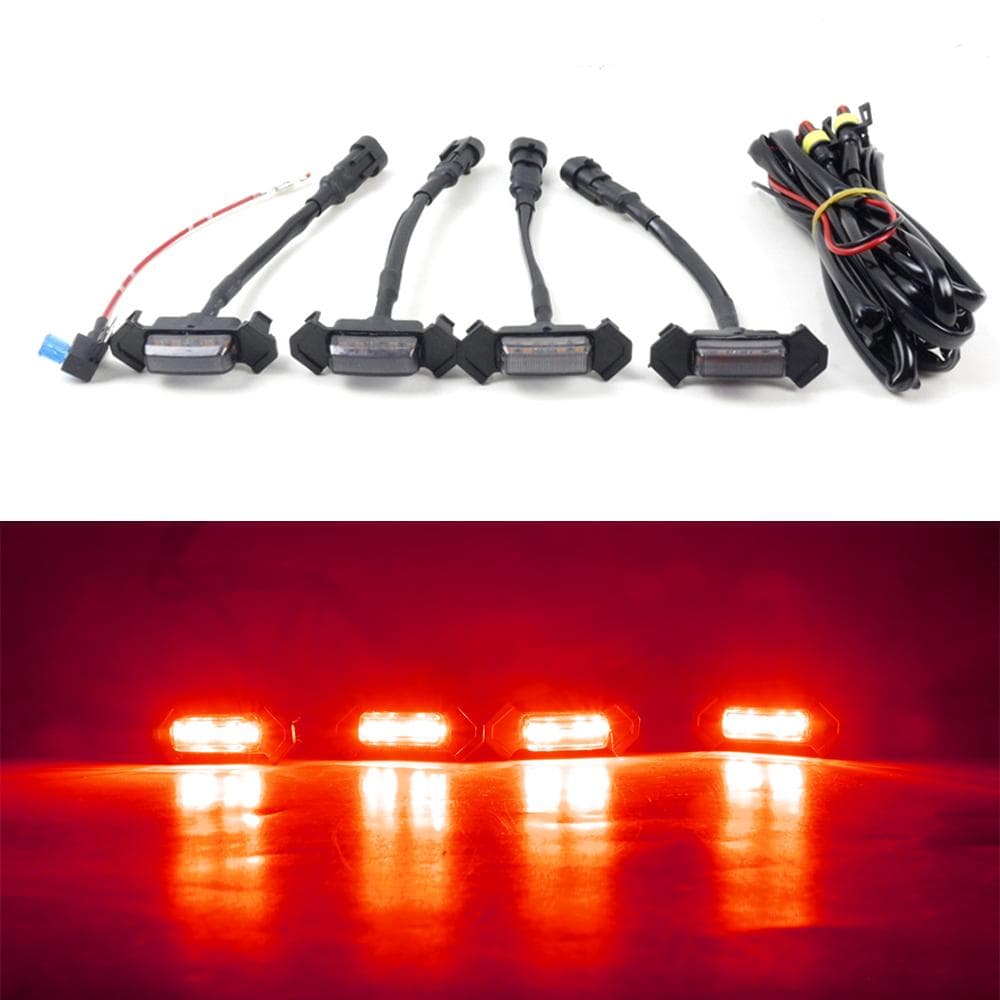 LED Grille Light Kit Car Daytime Running Lights Automobile Modification Accessories Blackened Shell Red Light black