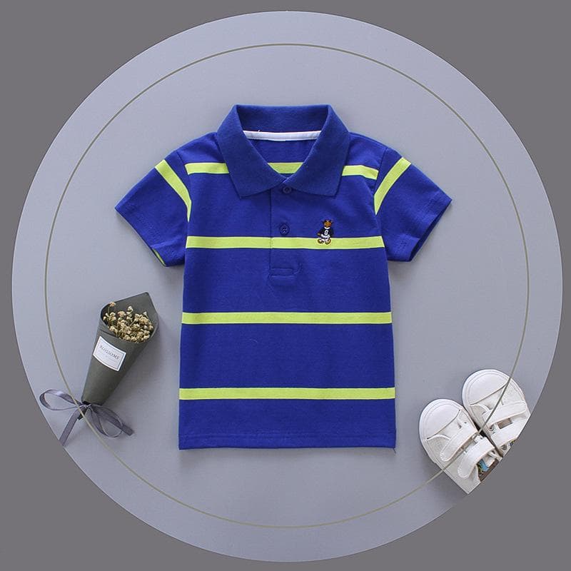 Summer Children's Clothing, Big Children's Lapel Striped Short-sleeved POLO Shirts, Boys and Girls T-shirts 165cm