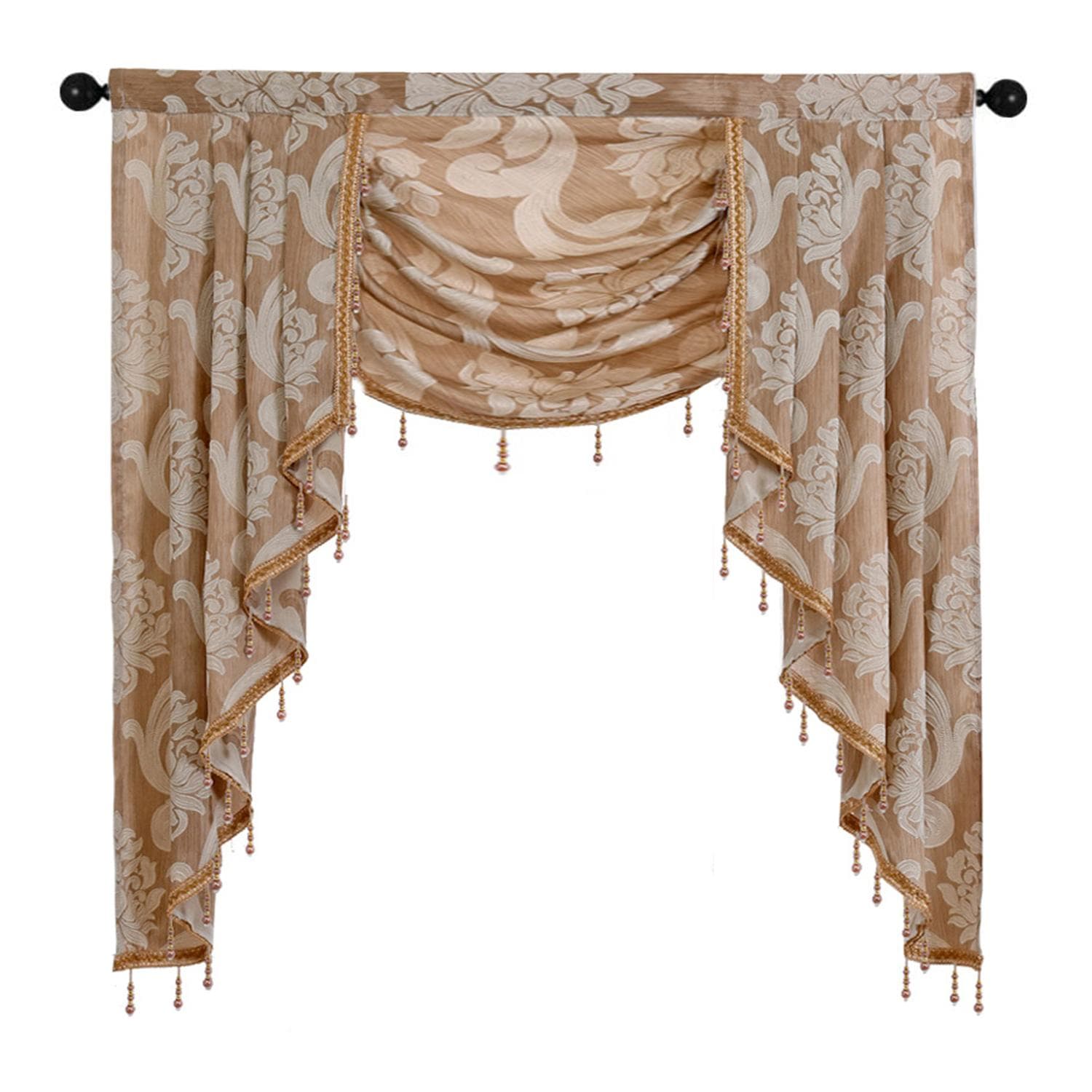 1PC NAPEARL Luxury Rural Decorative Beaded Valance Design Fashion Window Curtain W104cm x L125cm cream