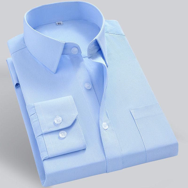 Large Size Men's Business Casual Long Sleeved Shirt White Blue Black Smart Male Social Dress Shirts For Plus 4XL blue