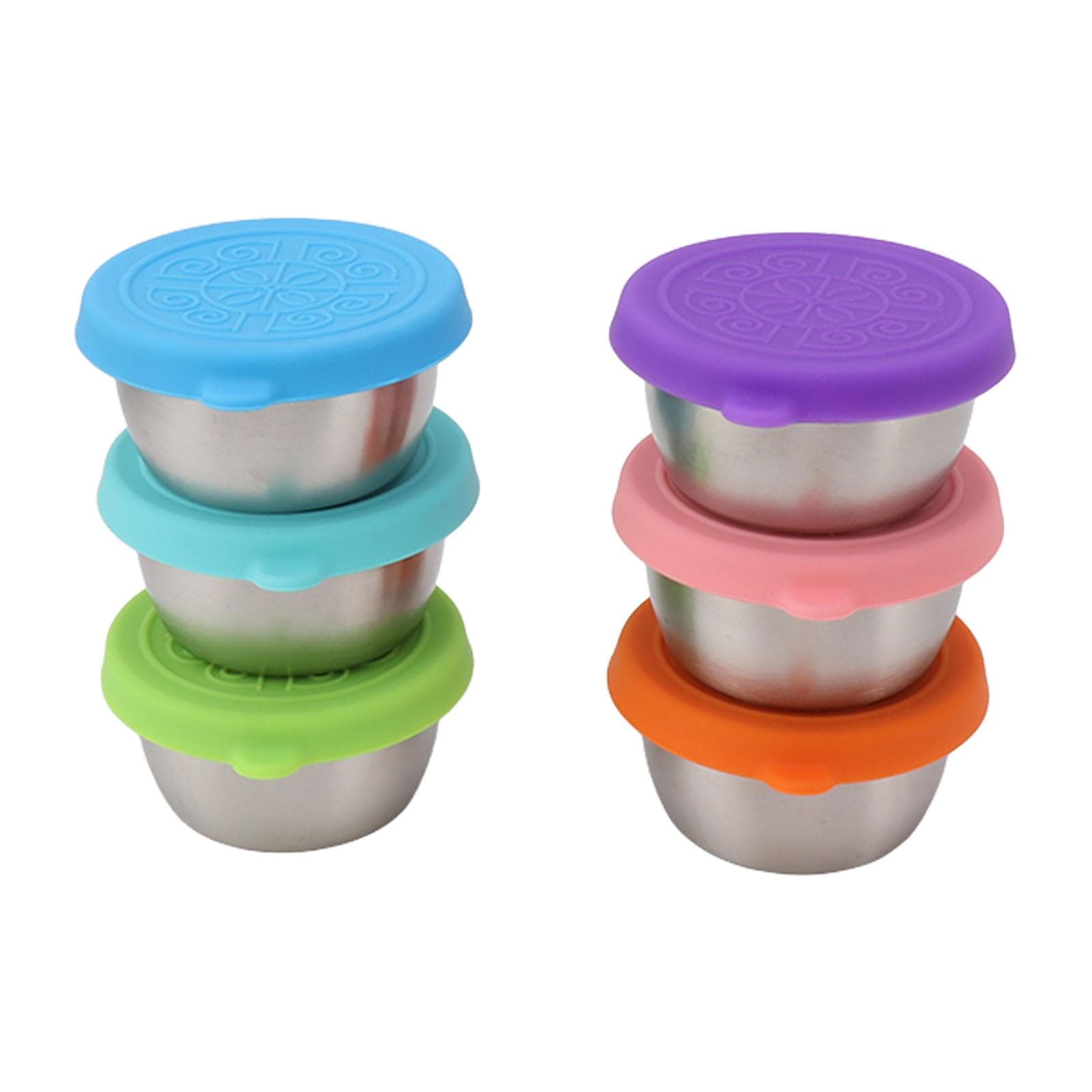 6 PCS Small Condiment Containers with Lids Colorful Leakage Proof 50ml Reusable Condiment Cups for