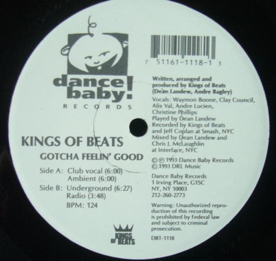 12inch Record KINGS OF BEATS - Gotcha Feelin' Good DBT1118 Dance Baby Reco 1993 US Dance & Electronica Used