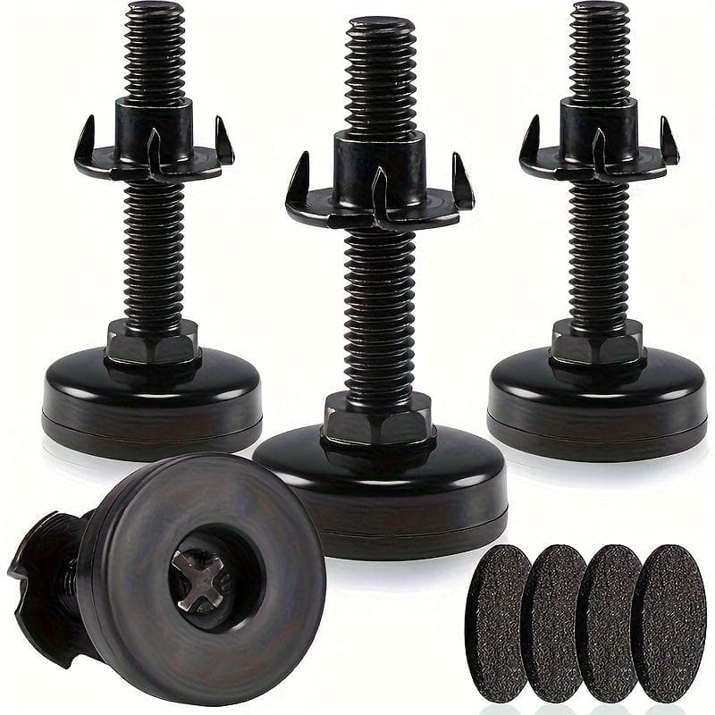4pcs Adjustable Leveling Feet, Furniture Leveling Feet, Table Feet, Heavy Duty Leveling Feet for Cabinets, Sofas, T-Thread Nut Set, Large Base Black 4pcs