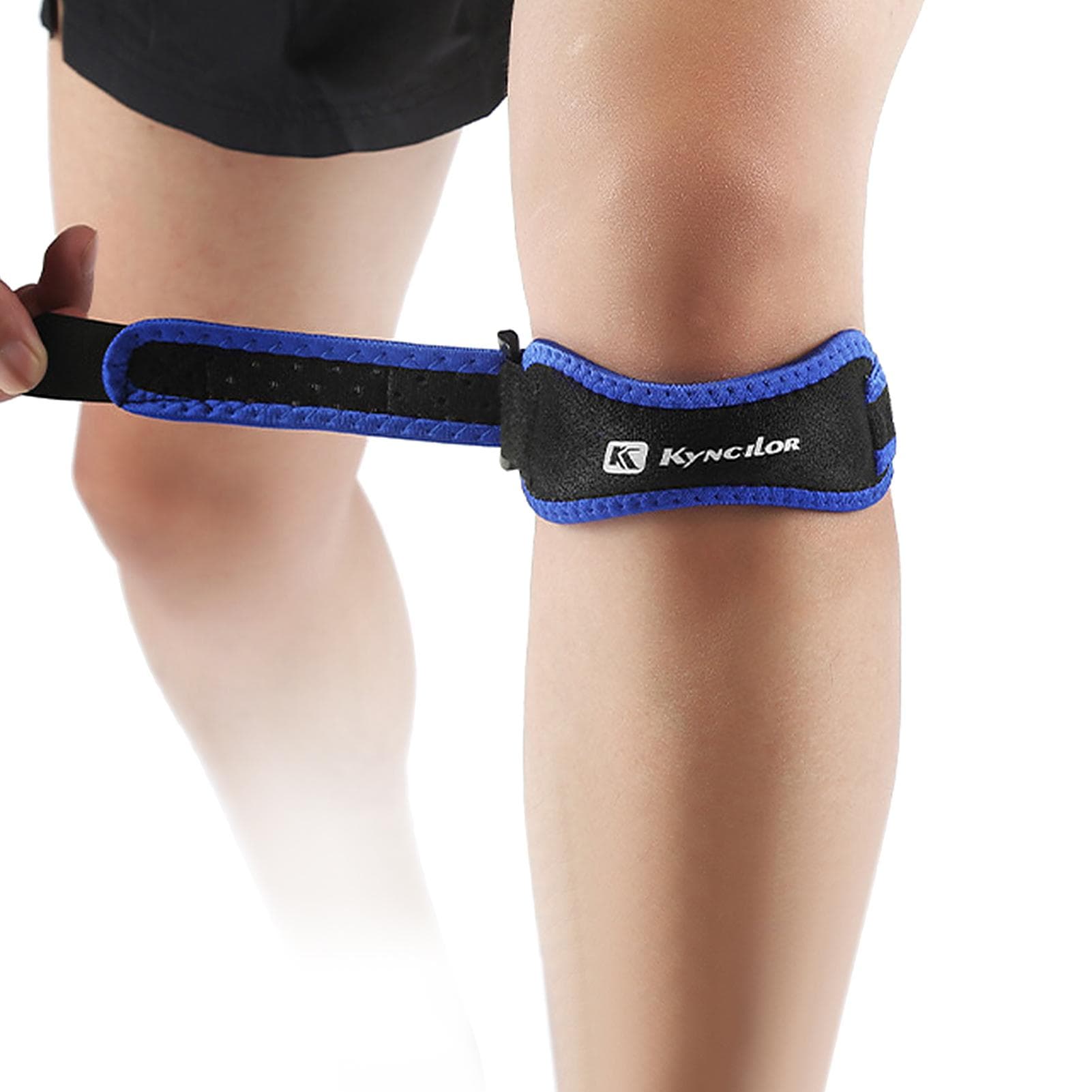 1pc Patella Protective Support Strap Knee Shock Absorption Adjustable Belt Breathable Pressured blue