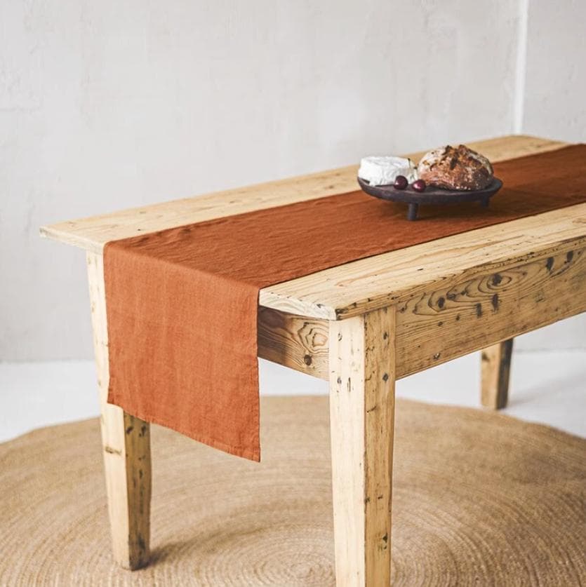 French Linen 100% Stone Wash Table Path Custom Luxury Pure Color Tea Table Runner Western Dining Table Decoration Accessories 40x300cm