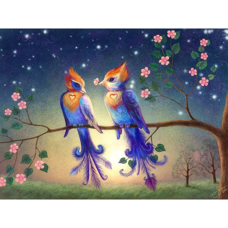 5D DIY Diamond Painting Lovebirds Embroidery Mosaic Cross Stitch Rhinestone Decor 20X30CM
