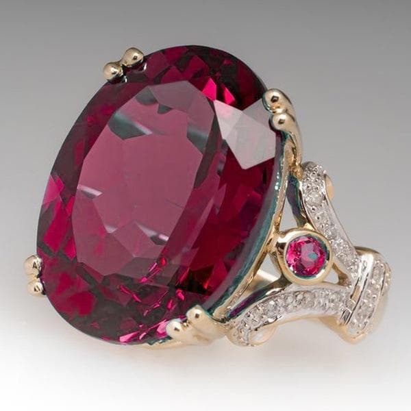European & American Two-Tone Electroplated Goose Egg Zircon Engagement Ring Size 8