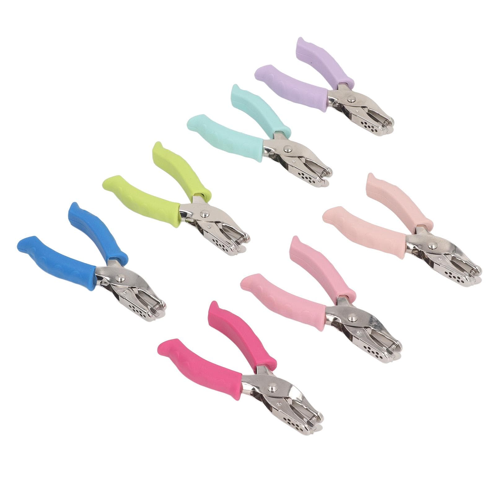 7Pcs Single Hole Puncher Colorful Stainless Steel Rubber Wrapped Handle 1 Hole Puncher for Label