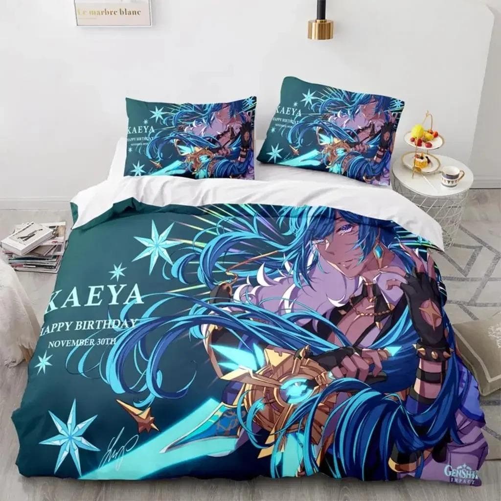 3D Print Anime Genshin Impact Xiao SUCROSE Qiqi Duvet Cover Cartoon Bedding Sets Bed Set Quilt Comforter Covers Home Textiles 70x133cm 2pcs