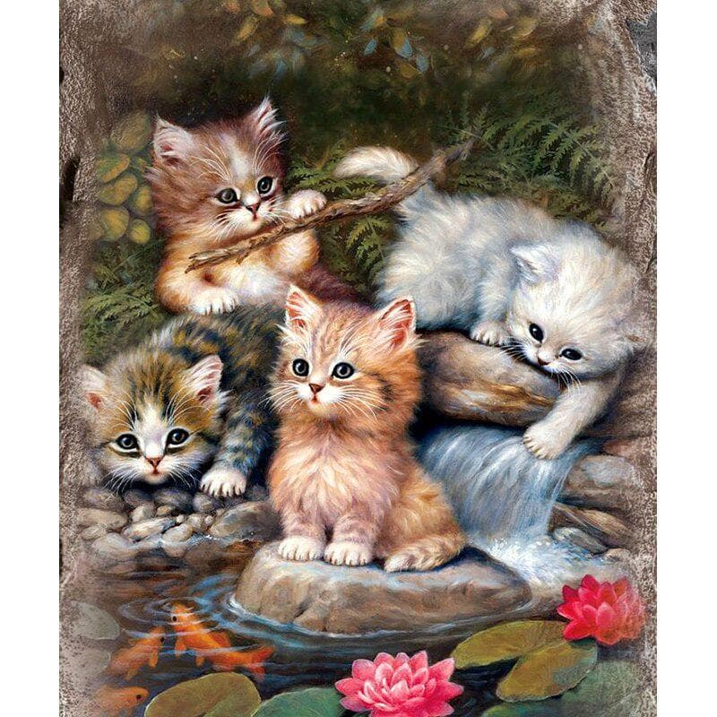Diamond Painting Cat Full Round Drill Animal Mosaic Cross Stitch Diamond Embroidery 20X30CM