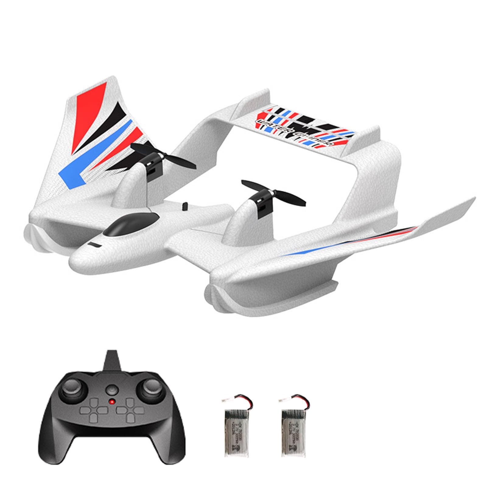 Remote Control Airplane 3in1 Water Land Air Remote Control Airplane 2.4GHz Gyroscope EPP Remote 2 battery white