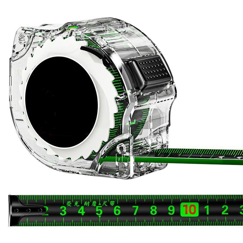 Self Locking Fluorescent Steel Tape Measure High-Precision Laser Inkjet Code Box Ruler Measuring Tool Widened Meter Ruler 7.5mx25mm green